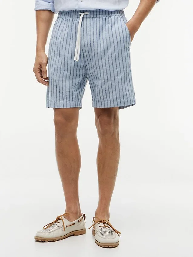 Striped Cotton-Linen Blend 7″ Short Striped Cotton-Linen Blend 7″ Short