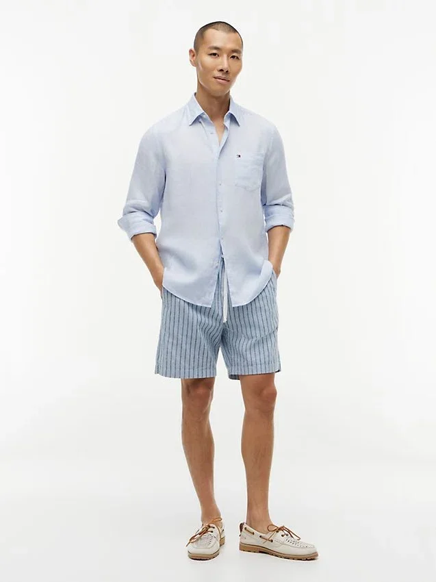 Striped Cotton-Linen Blend 7″ Short Striped Cotton-Linen Blend 7″ Short