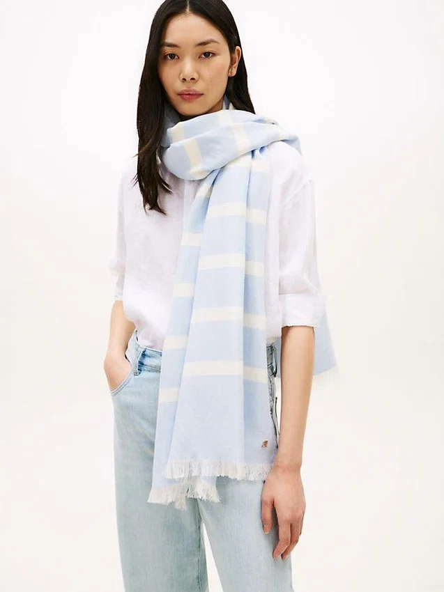 Striped Cotton-Linen Blend Scarf Striped Cotton-Linen Blend Scarf