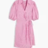 Striped Linen Mini Wrap Dress Striped Linen Mini Wrap Dress
