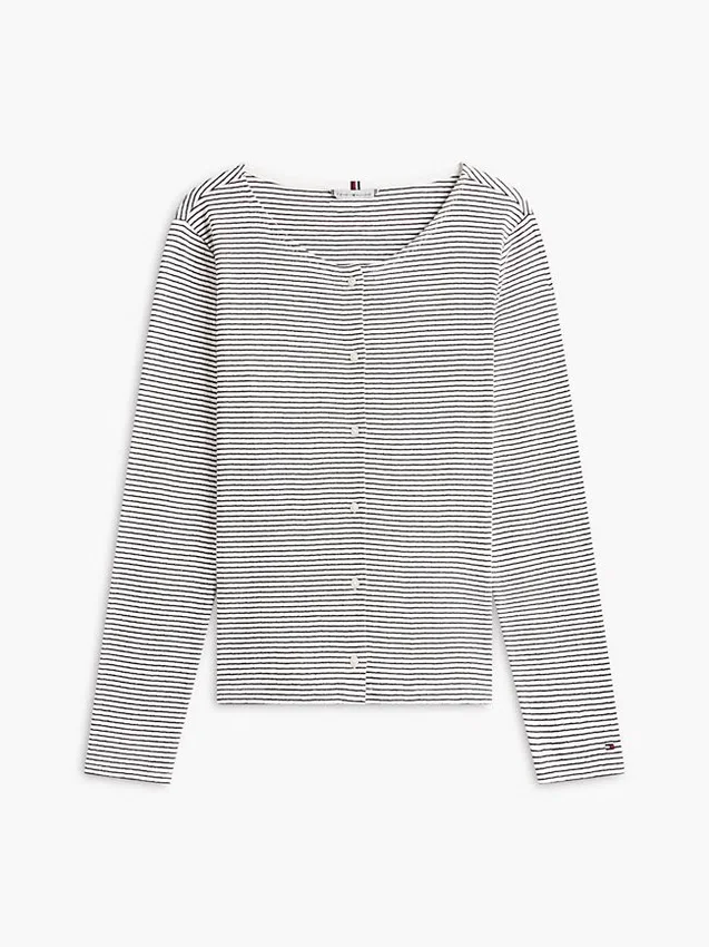 Striped Pointelle Cardigan T-Shirt Striped Pointelle Cardigan T-Shirt