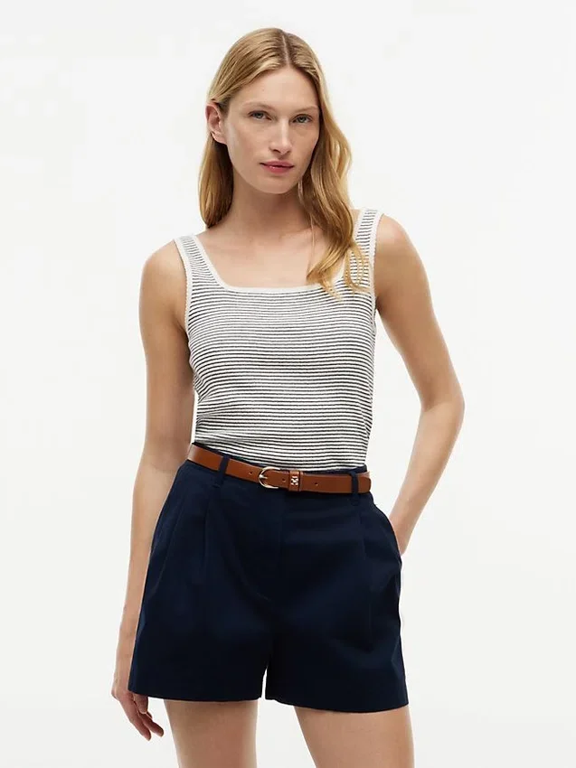 Striped Pointelle Square-Neck Tank Top Striped Pointelle Square-Neck Tank Top