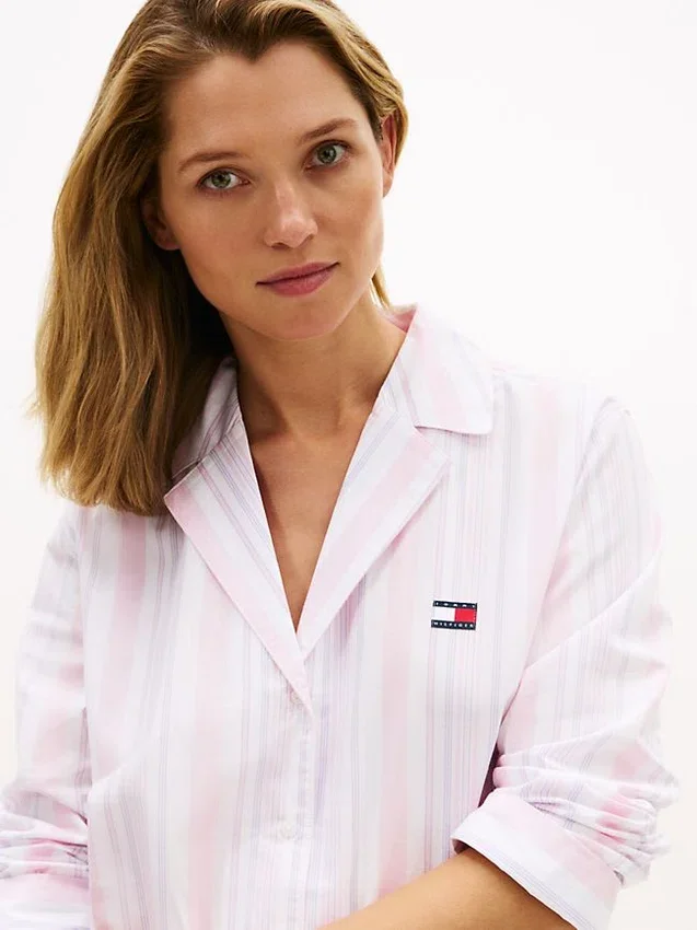 Striped Poplin Sleep Dress Striped Poplin Sleep Dress