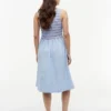 Striped Shirred Poplin Midi Dress