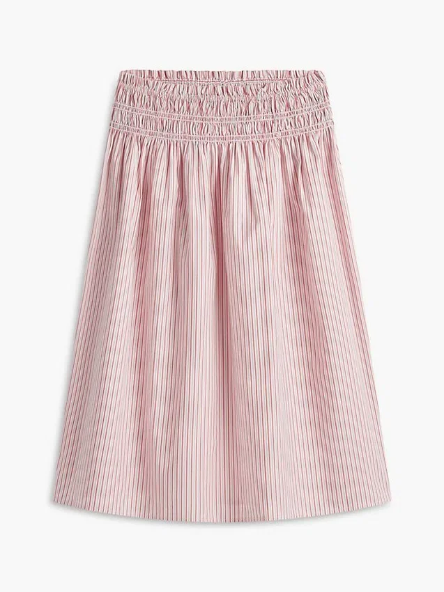 Striped Shirred Poplin Midi Skirt Striped Shirred Poplin Midi Skirt