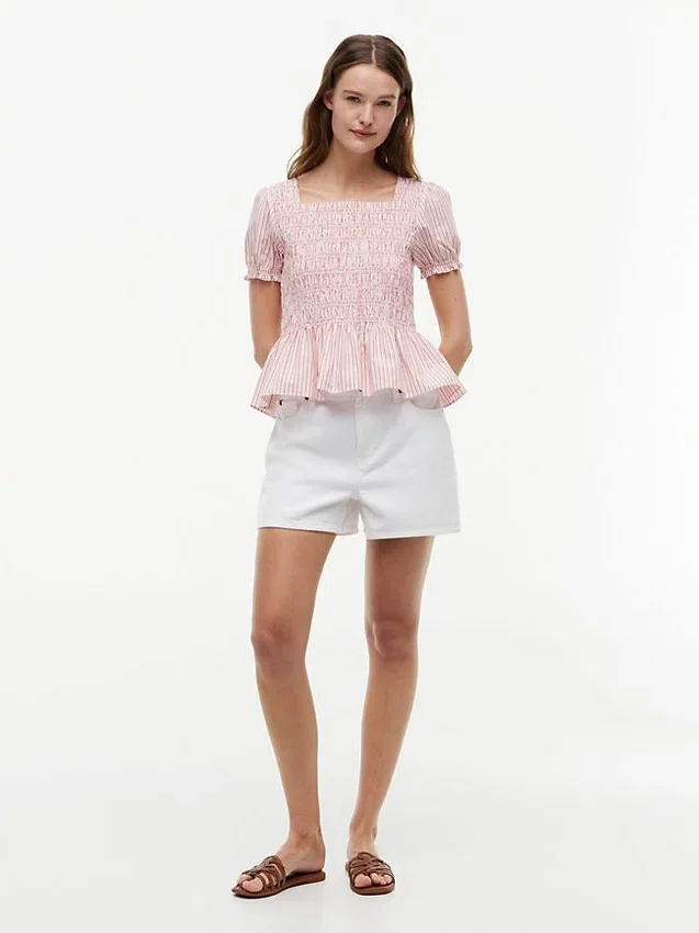 Striped Shirred Poplin Top Striped Shirred Poplin Top