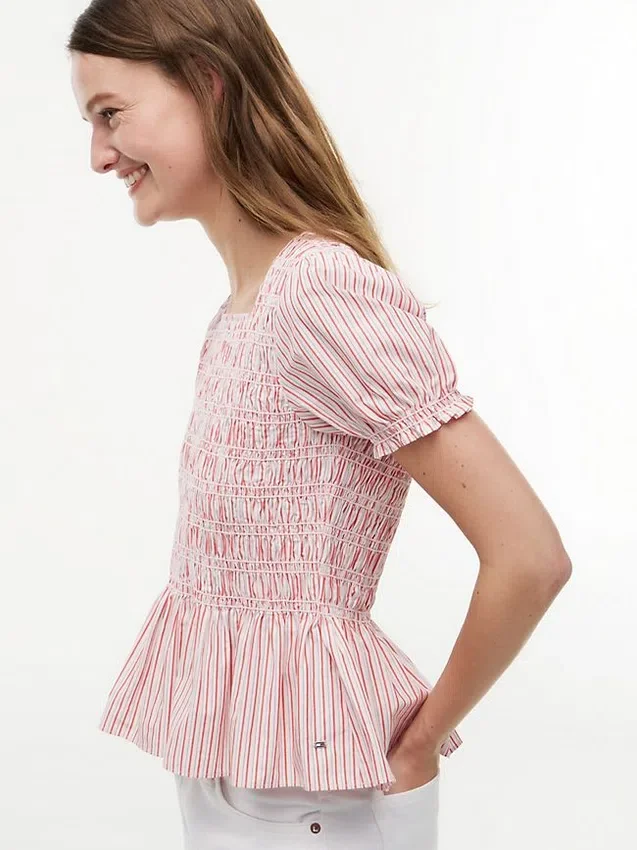 Striped Shirred Poplin Top Striped Shirred Poplin Top