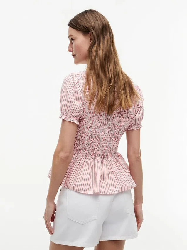 Striped Shirred Poplin Top Striped Shirred Poplin Top