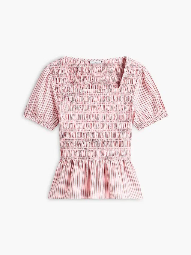 Striped Shirred Poplin Top Striped Shirred Poplin Top
