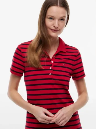 Striped Stretch Pique Polo Dress