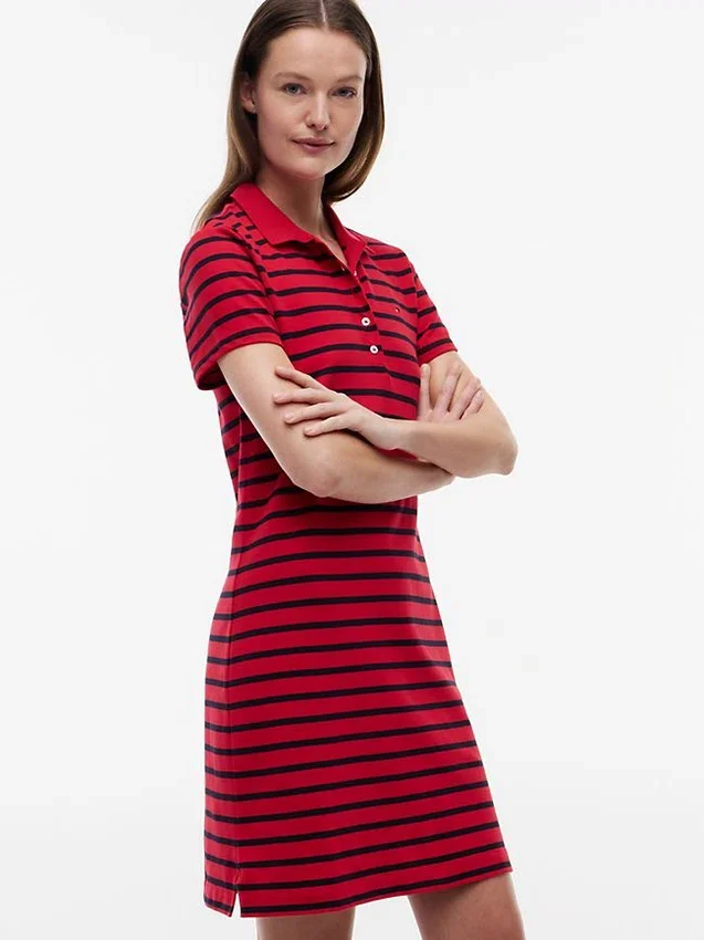 Striped Stretch Pique Polo Dress Striped Stretch Pique Polo Dress