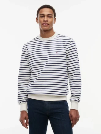 Striped Terry Crewneck Sweatshirt