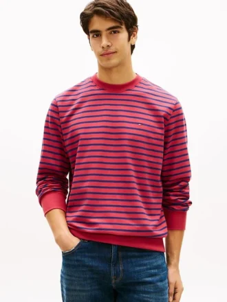 Striped Terry Crewneck Sweatshirt