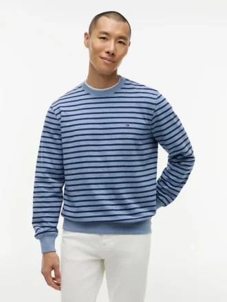Striped Terry Crewneck Sweatshirt