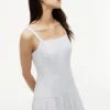 Striped Tiered Linen-Blend Midi Dress