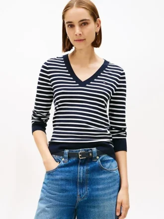 Striped V-Neck Sweater