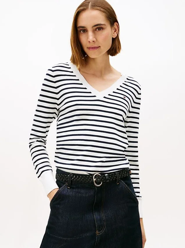 Striped V-Neck Sweater Striped V-Neck Sweater