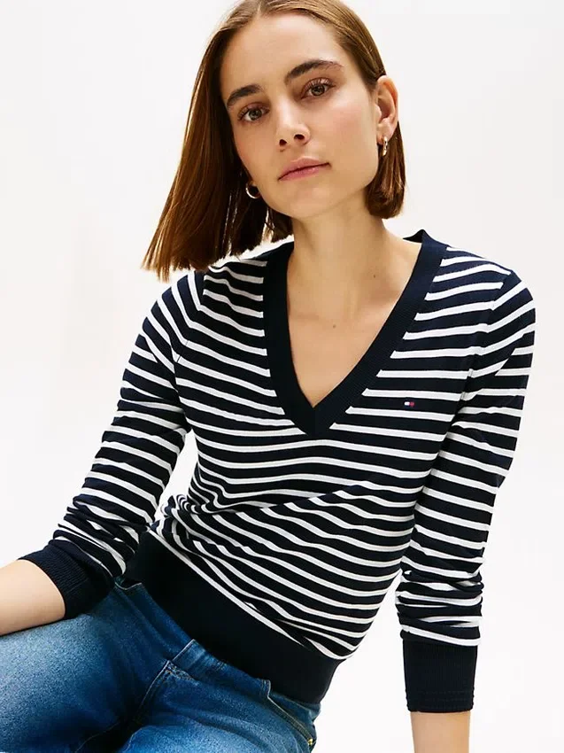 Striped V-Neck Sweater Striped V-Neck Sweater