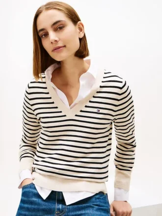 Striped V-Neck Sweater