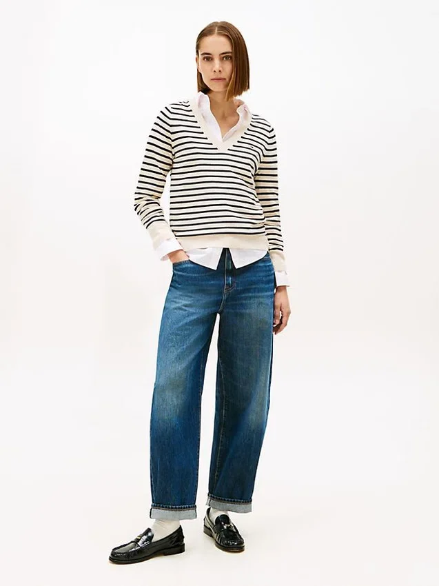 Striped V-Neck Sweater Striped V-Neck Sweater