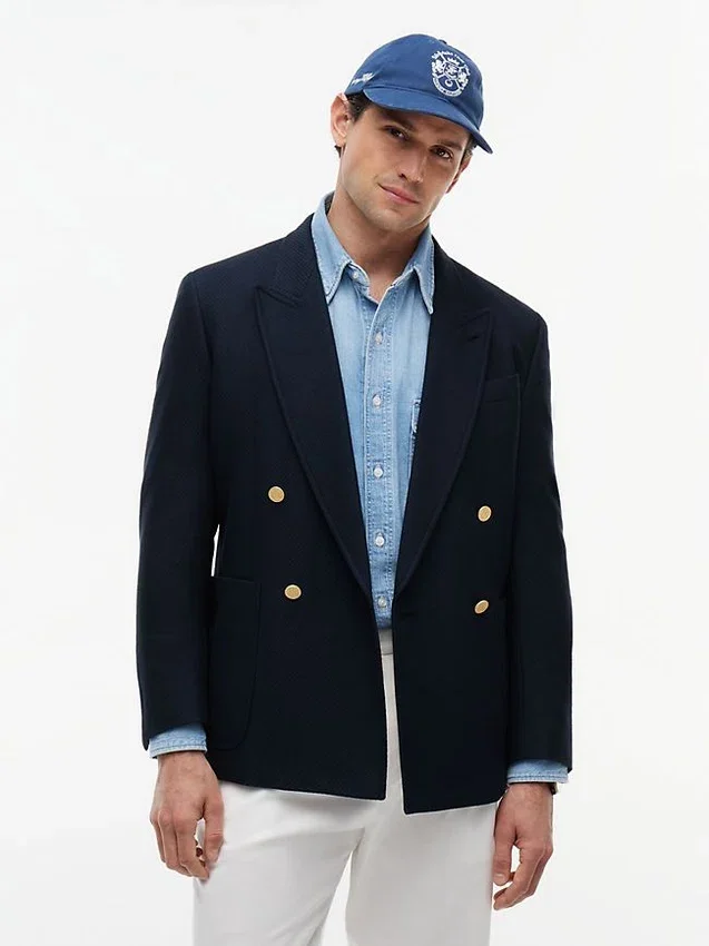 Textured Cotton-Wool Blend Blazer Textured Cotton-Wool Blend Blazer