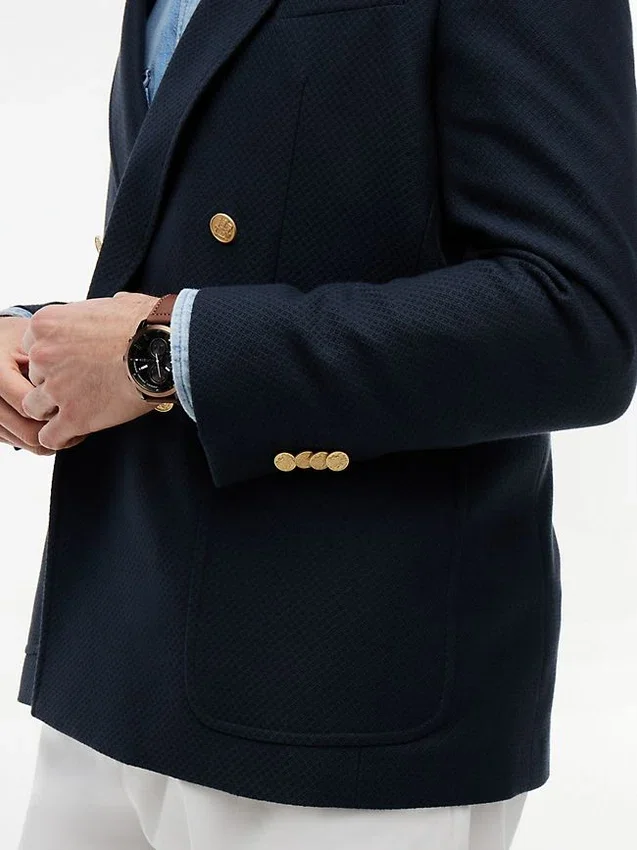 Textured Cotton-Wool Blend Blazer Textured Cotton-Wool Blend Blazer