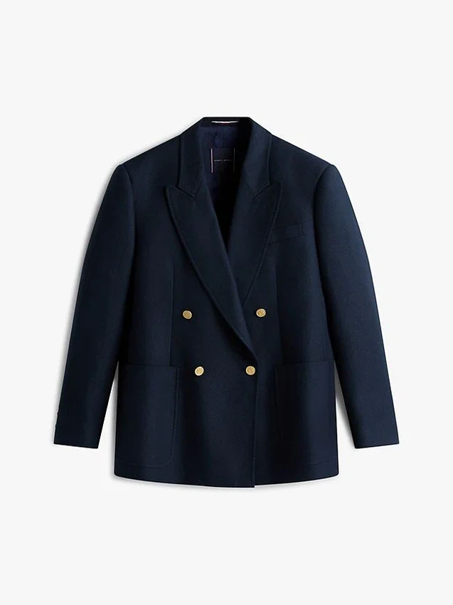 Textured Cotton-Wool Blend Blazer Textured Cotton-Wool Blend Blazer