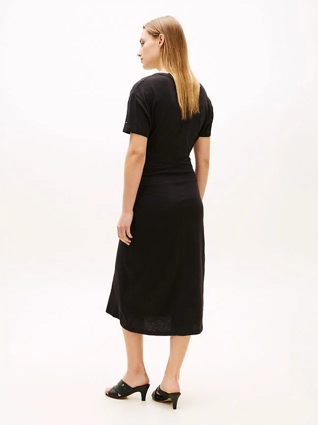 Tie-Front Slub Cotton Midi T-Shirt Dress Tie-Front Slub Cotton Midi T-Shirt Dress