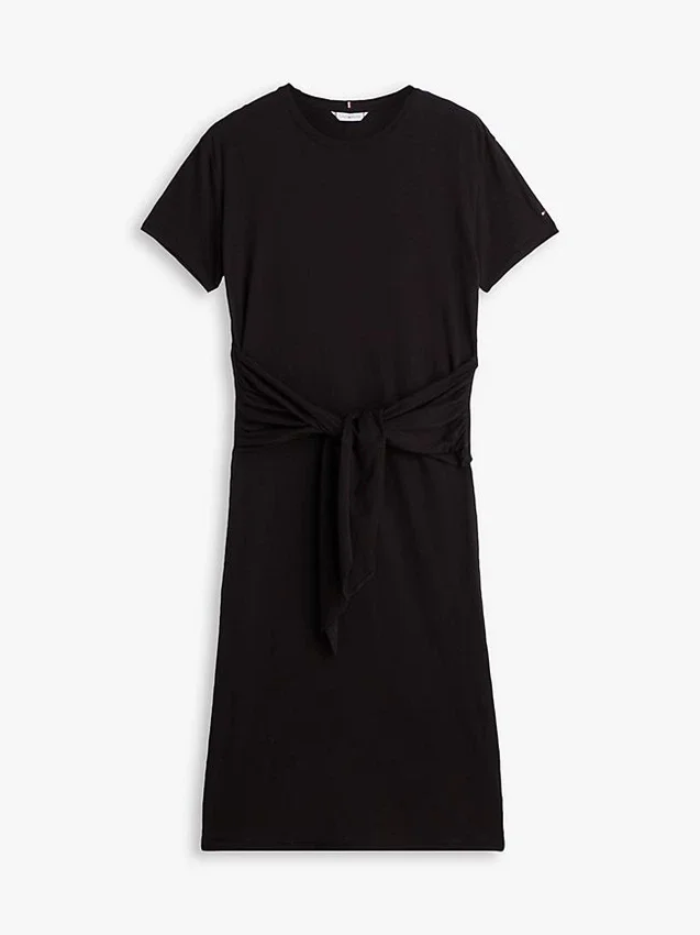 Tie-Front Slub Cotton Midi T-Shirt Dress Tie-Front Slub Cotton Midi T-Shirt Dress