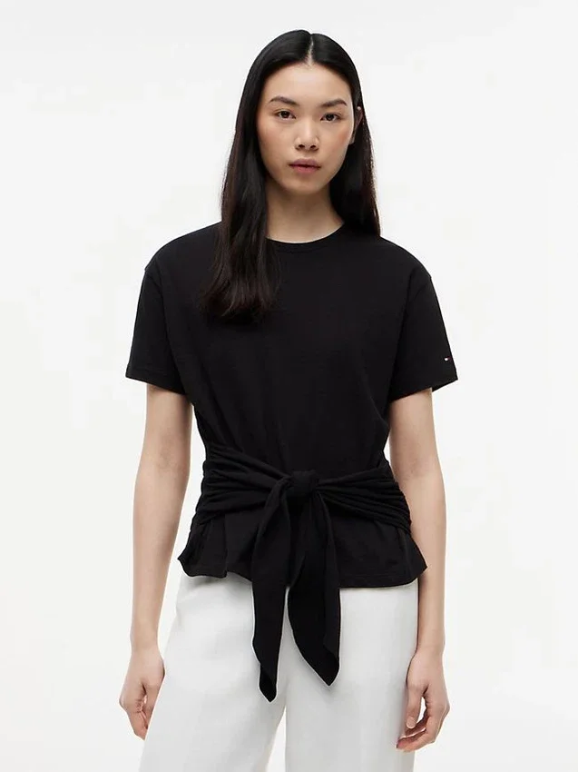 Tie-Front Slub Cotton T-Shirt Tie-Front Slub Cotton T-Shirt