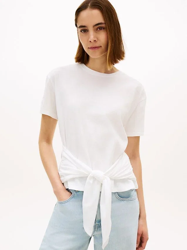 Tie-Front Slub Cotton T-Shirt Tie-Front Slub Cotton T-Shirt
