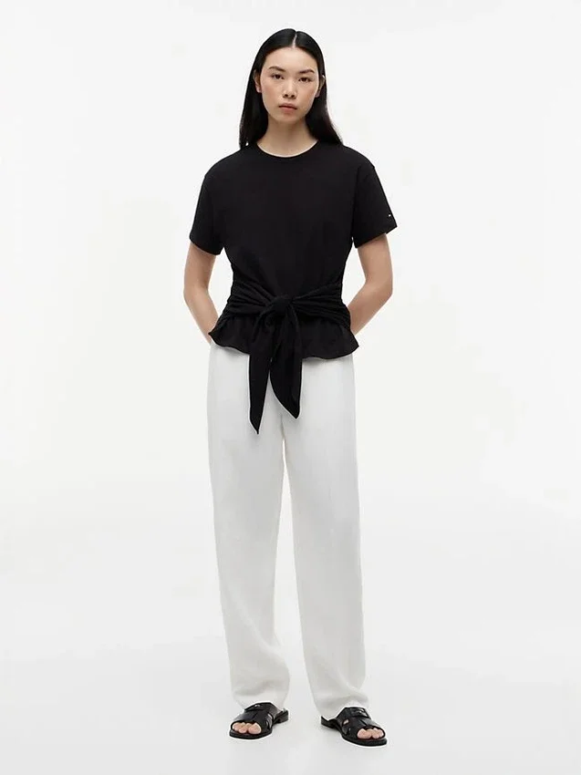 Tie-Front Slub Cotton T-Shirt Tie-Front Slub Cotton T-Shirt