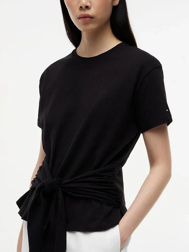 Tie-Front Slub Cotton T-Shirt Tie-Front Slub Cotton T-Shirt