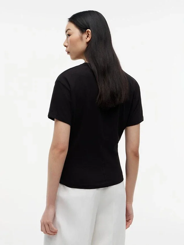 Tie-Front Slub Cotton T-Shirt Tie-Front Slub Cotton T-Shirt