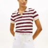 Tie-Front Stripe Stretch Pique Polo Tie-Front Stripe Stretch Pique Polo