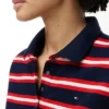 Tie-Front Stripe Stretch Pique Polo Tie-Front Stripe Stretch Pique Polo
