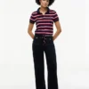 Tie-Front Stripe Stretch Pique Polo Tie-Front Stripe Stretch Pique Polo