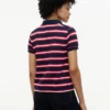 Tie-Front Stripe Stretch Pique Polo Tie-Front Stripe Stretch Pique Polo