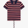 Tie-Front Stripe Stretch Pique Polo Tie-Front Stripe Stretch Pique Polo