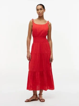 Tiered Seersucker Midi Dress