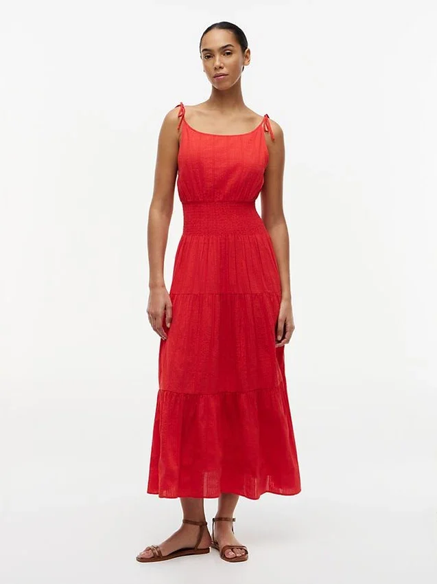Tiered Seersucker Midi Dress Tiered Seersucker Midi Dress