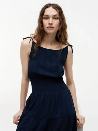 Tiered Seersucker Midi Dress