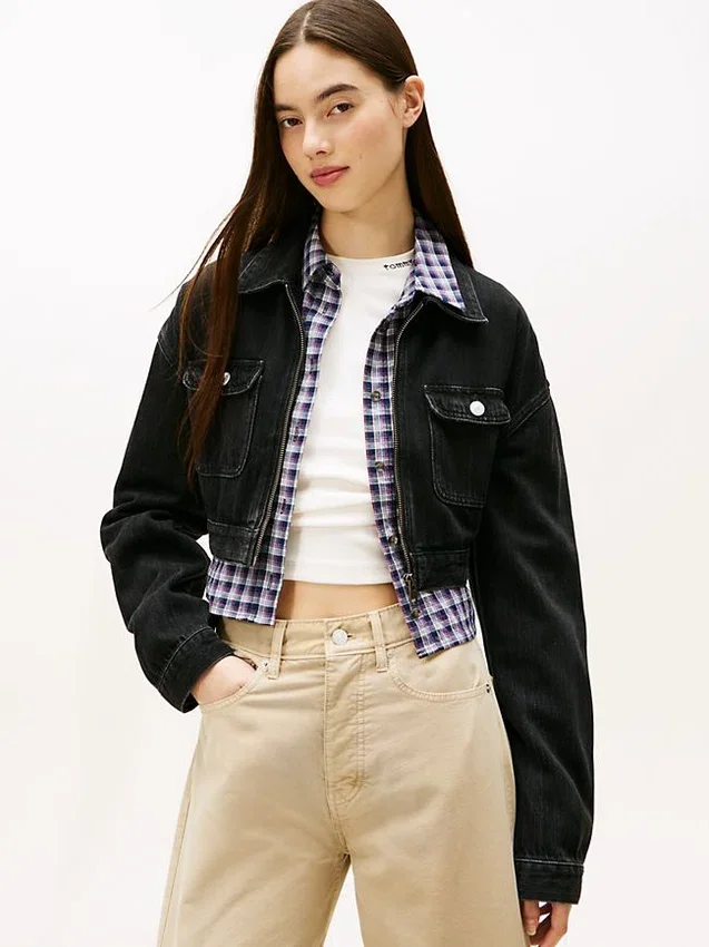 Tommy Jeans Cropped Denim Zip Jacket Tommy Jeans Cropped Denim Zip Jacket