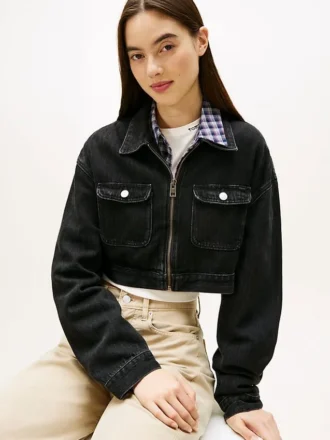 Tommy Jeans Cropped Denim Zip Jacket