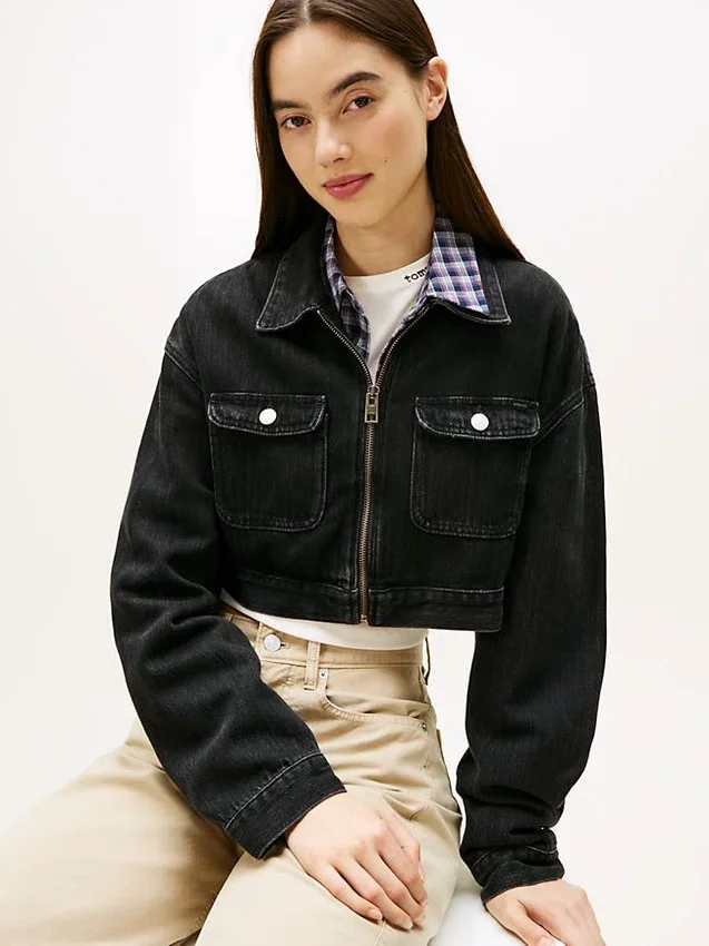 Tommy Jeans Cropped Denim Zip Jacket Tommy Jeans Cropped Denim Zip Jacket
