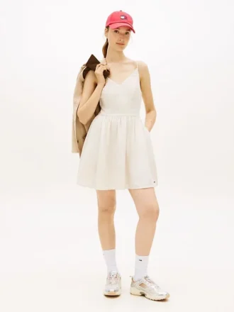 Tommy Jeans Linen-Blend Skater Dress
