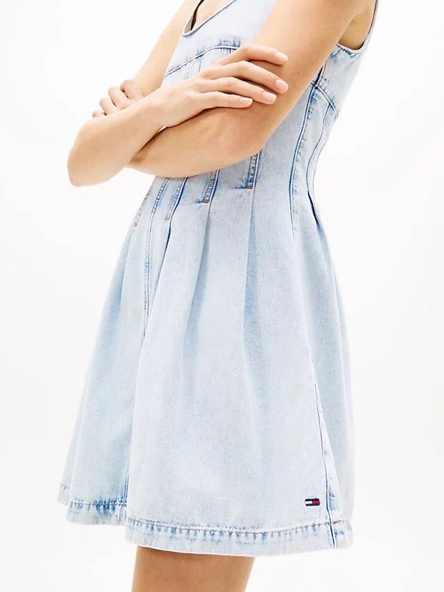 Tommy Jeans Pleated Denim Mini Dress Tommy Jeans Pleated Denim Mini Dress
