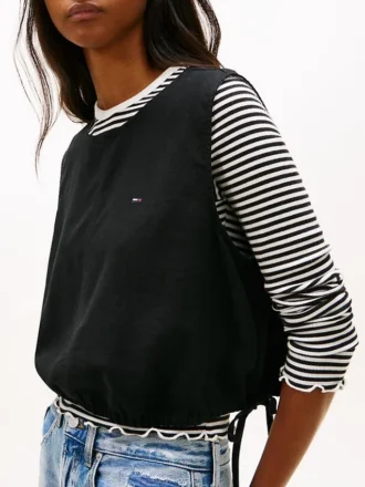 Tommy Jeans Side-Tie Linen-Blend Top