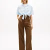 Tommy Jeans Tie-Front Linen-Blend Shirt Tommy Jeans Tie-Front Linen-Blend Shirt
