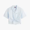 Tommy Jeans Tie-Front Linen-Blend Shirt Tommy Jeans Tie-Front Linen-Blend Shirt